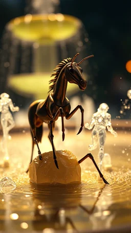 ant horse in fountain in the style of giger, bokeh like f/0.8, tilt-shift lens 8k, high detail, smooth render, down-light, unreal engine, prize winning