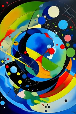 un quadro stile Kandinsky con il pianeta terra