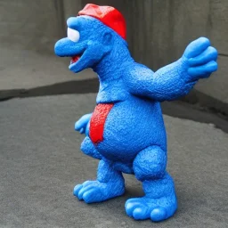 mix Smurf and Godzilla with hat