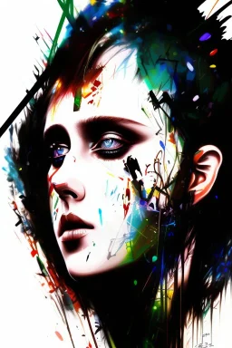 Danish singer MØ face, Abstract portrait by Yoji Shinkawa,