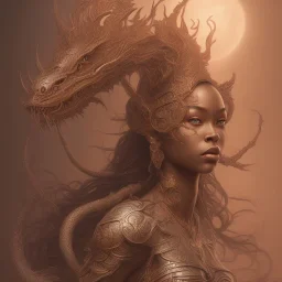 sango fantasy, fantasy magic, intricate, sharp focus, illustration, highly detailed, digital painting, concept art, matte, artgerm and paul lewin and kehinde wiley, masterpiece sexy lips Asian afro lips black African lady body mermaid Dragon head silver bright rain lady outer space pretty skull head