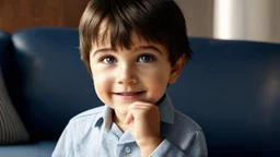 Thoughtful calm happy 2-year-old jewish male toddler, engaging, confident, peaceful, aware, intelligent, cheeky, showing his head and upper body, perfect eyes, perfect anatomy, exquisite composition, beautiful detailed intricate detailed octane render, 8k artistic photography, photorealistic, soft natural volumetric cinematic perfect light, chiaroscuro, award-winning photograph, masterpiece, raphael, caravaggio, bouguereau