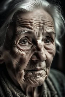 old lady with a stroke, the left side of the face is paralysed