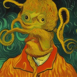 portrait of an octopus Vincent van Gogh style