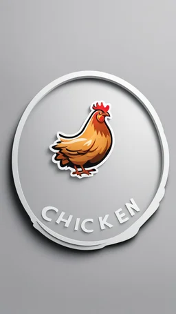 Generate a circular realistic sticker design with the text 'Chicken' in the center. Ensure the background is clean and minimalist, providing a polished and professional appearance. The focus should be on the clarity of the text and the simplicity of the overall design, making it suitable for various applications.