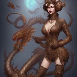 steampunk dragon pinup woman art