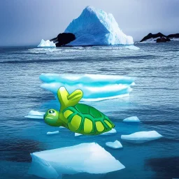 turtle and iceberg and penguin