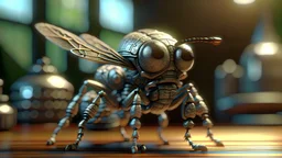 create a illustration, hand drawn, tiny littly plastic statue of a cartoonish fly, realistic, made in octane 3d render, cinematic, ultra-realistic, extremely detailed octane rendering, 8K, VRA, close up