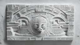 futuristic, realistic,tecno music, mayan drawings on white stone