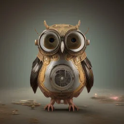 Steampunk Owl, tilt shift,miniature, extreme detail, Photorealism, macro lens 100mm, cinema4d, HDR, 8k, unreal engine 5