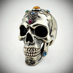 Calaveras con diseños de metal o piedras preciosas