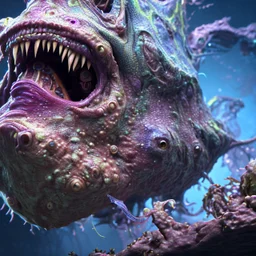 fluid ink angler fish creature, unreal engine 5, 8k resolution, photorealistic, ultra detailed