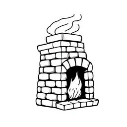 A black and white cute drawing of a chimney, only outline, white background,for kids