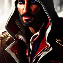 Ultra detailed fullbody Portrait in oil on canvas of Assassins creed,extremely detailed digital painting, extremely detailed face, crystal clear eyes, mystical colors ,perfectly centered image, perfect composition, rim light, beautiful lighting,masterpiece ,16k, stunning scene, raytracing, anatomically correct, in the style of Seung Eun Kim and Steve Jung and Simon Bisley and uncannyknack.