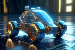 lowpoly highly symmetric metallic rocket propelled ATV with rounded glass bubble roof, bokeh like f/0.8, tilt-shift lens 8k, high detail, smooth render, down-light, unreal engine, prize winning