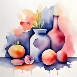 Draw me an abstract still life in watercolour