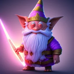 gnome farytales creature, blue and pink lights