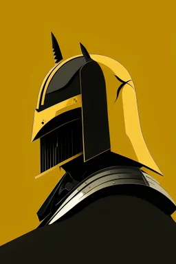 Profile picture, AFeeKay text at the bottom, katana, samurai, head only, yellow, armoured, minimalizm, face front