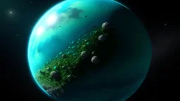 Small turquoise Planet, far, from space