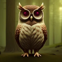 Owl in forest, macro lens blur, photorealistic,studio lighting, sharp focus,masterpiece,night, unreal engine 5, octane render