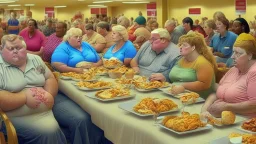 overeaters anonymous members sitting at the golden corral buffet service line