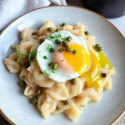 A plate of Swedish Råbiff, garnished with fresh herbs, capers, and served with a raw egg yolk on top.