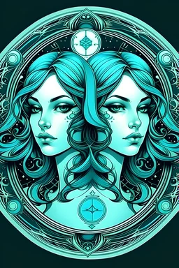 Gemini art with gemini logo in the middle beautiful