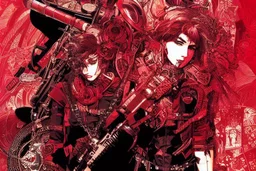beautiful punk girl, hyper detailed, intricately detailed, illustration by <kilian eng> <Yoji Shinkawa>, darkred tones,