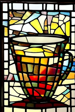 stained glass with coffee cup image--ar 2000:1763 --tile