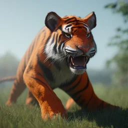 Tigor unreal 5, octane render,cinema4d, dynamic lighting, dramatic lighting, 4k, redshift render, highly detailed, hyper realistic, in space