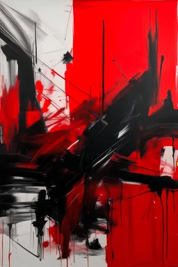 A ines longevial painting i monochrome red