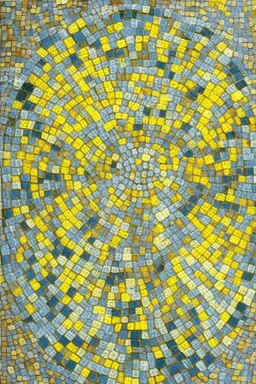 mosaic of round stones depicting a yellow tower