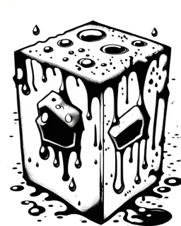 oozing slime cube black and white sketch art rpg