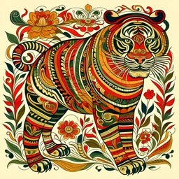 Borneo Folk Art Tiger illustration