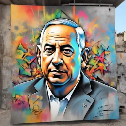 Dibujo de Benjamin Netanyahu, arte grafiti, , calidad ultra, 8k