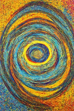 Swirling Vortex; Geometric Abstraction; Kinetic Art; Gustav Klimt; color paletee consisting of: #fff7ce, #f0d3c6, #bad7c9, #cfffd0, and #e2d9ff