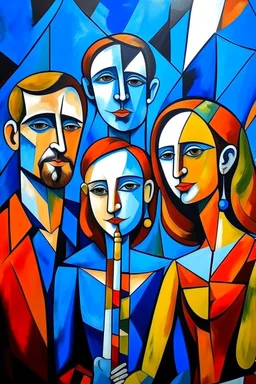 picasso style cubism 2 men 3 woman