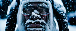 close up documentary photography, A Yeti that is an Epidemiologist, National Geographic, weird, Dystopian, Japanese, Extreme depth of field, bokeh blur, winter, blizzard, Alberta, all-natural, in the style of candid, imperfection, natural lighting, Professional shot, shot on Agfa, Fuji Film, Anamorphic lens, 1980s, --ar 4:5 --w 150 --style raw