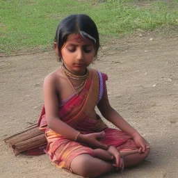 beautifull cuite indian child in meditation