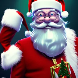  octane render, 8k, high detail, Santa , portrait, jolly, happy,