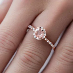 delicate ring with tiny diamonds and morganite, rose gold, thin ring