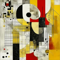 Sloth contrivance, by Victor Pasmore and VS Gaitonde, mind-bending abstract image, fragmented, subconscious deconstructivism, dull yellow and black and white and pastel red color scheme