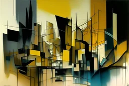 abstract cityscape in the style of Barbara Hepworth, frank Auerbach