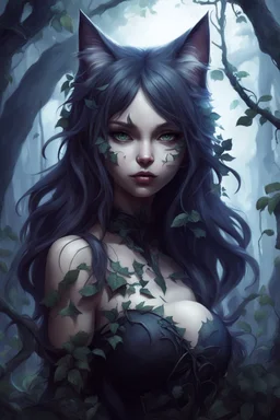 CAT GIRL, FANTASY, FORESTY, VINES, SOULLESS, FLUFFY TAIL