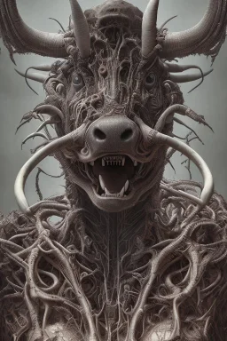 a very insane outrageous portrait of a cow in (H.R giger) style with lots of alien tenticles, being held at gun point in a [grungy toilet::26] from new york subway, 8k, oil spill color