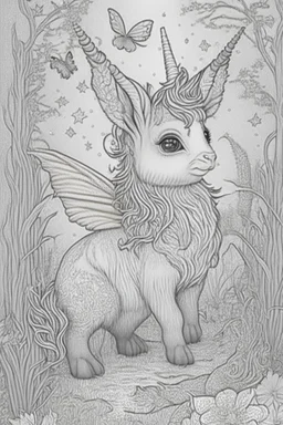 coloring book page of a magical animall