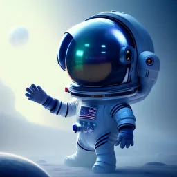 pixar style cute astronaut rabbit floating in space, full body, dramatic lighting, hyper realistic, unreal engine 5, 16k, background:space