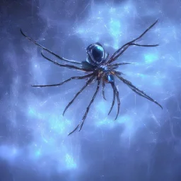 Giant transparent ethereal starry spider, realistic