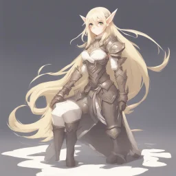 cute girl, age 22, elf, blonde, insane, strong, armour, full-body