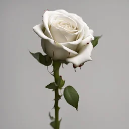 A white rose bleeding from its stem